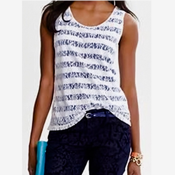 Banana Republic Lace Overlay Striped Tank Small - Picture 1 of 6